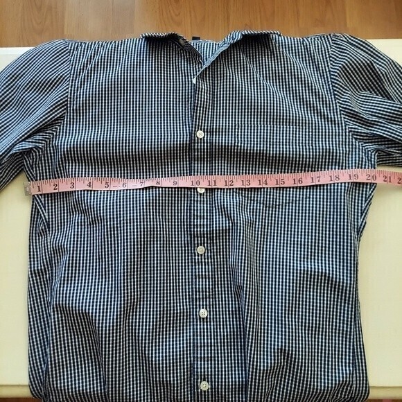 J. Crew Thompson Shirtings 80's 2 Ply Gingham Plaid Blue Button Down Sz Medium - Picture 7 of 8